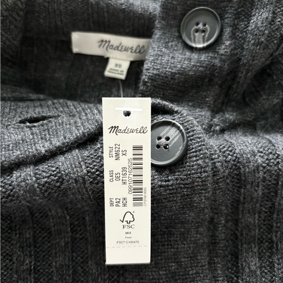 NWT Madewell Oversized Collar Navy Cardigan Size XS - Picture 5 of 5